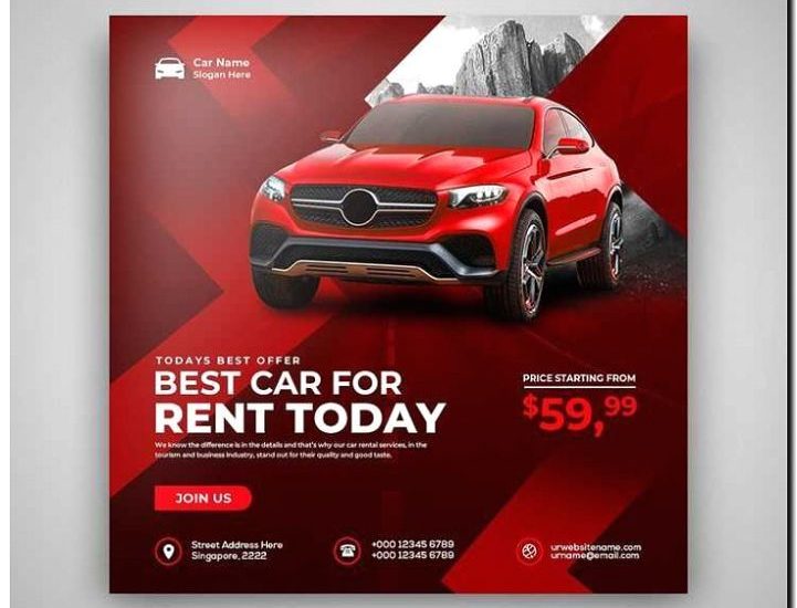 Реклама и продвижение проката автомобилей для съемок и мероприятий